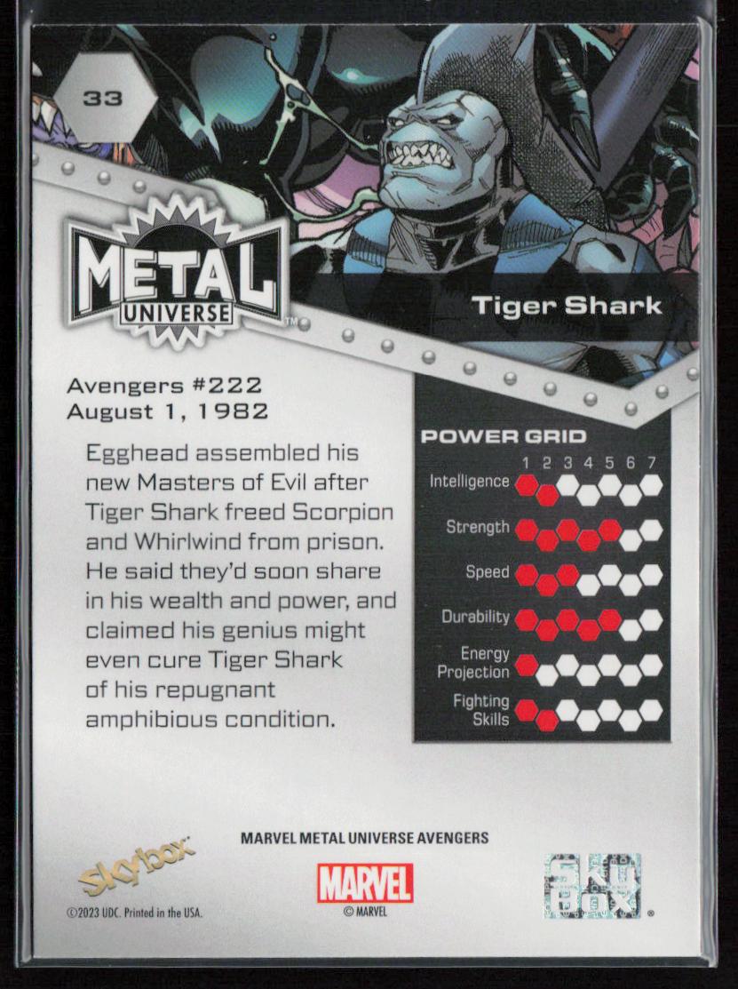 2024 SkyBox Metal Universe Marvel Avengers #33 Tiger Shark
