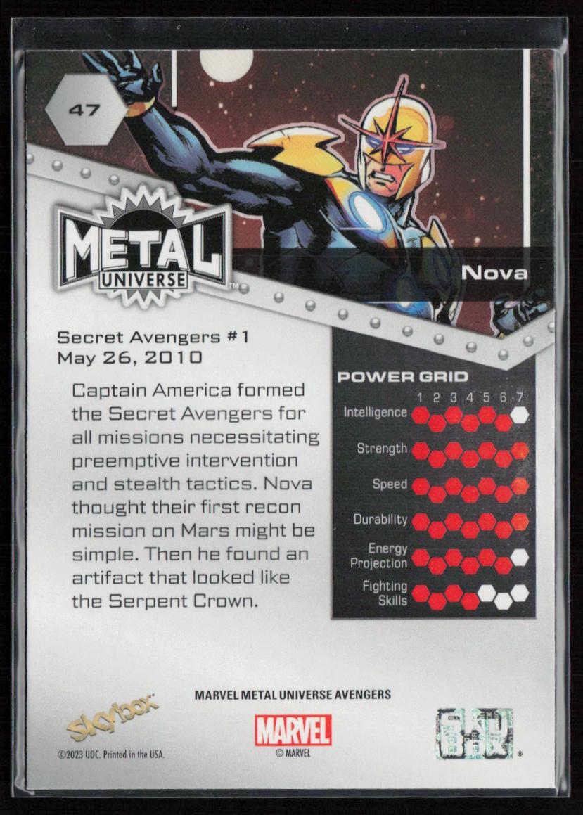 2024 SkyBox Metal Universe Marvel Avengers #47 Nova