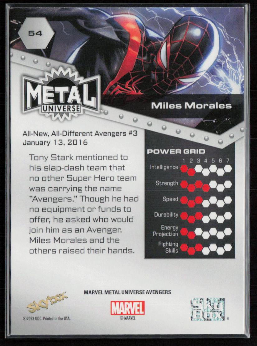2024 SkyBox Metal Universe Marvel Avengers #54 Miles Morales
