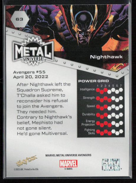 2024 SkyBox Metal Universe Marvel Avengers #63 Nighthawk