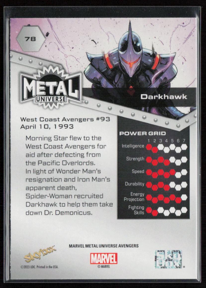 2024 SkyBox Metal Universe Marvel Avengers #78 Darkhawk