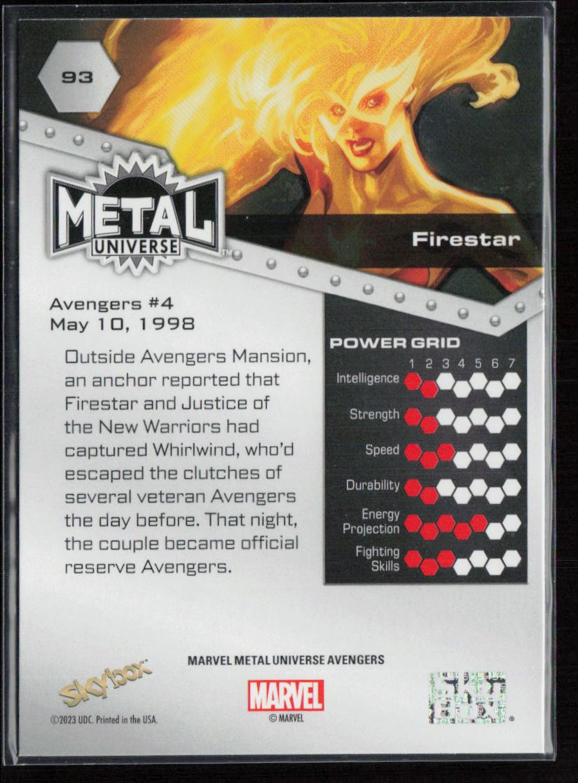 2024 SkyBox Metal Universe Marvel Avengers #93 Firestar