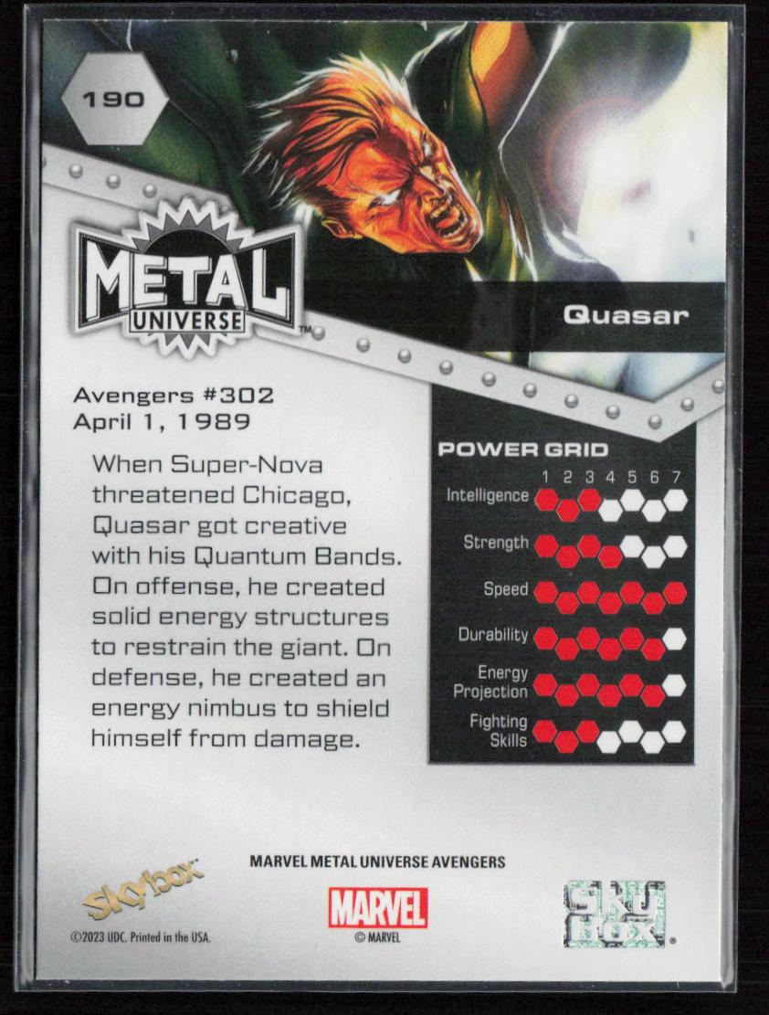 2024 SkyBox Metal Universe Marvel Avengers #190 Quasar