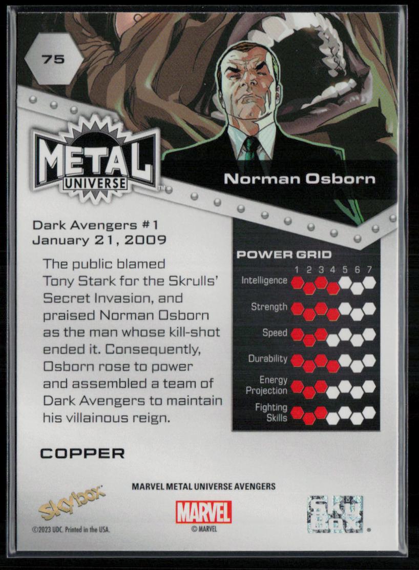 2024 SkyBox Metal Universe Marvel Avengers #75 Norman Osborn Copper FX
