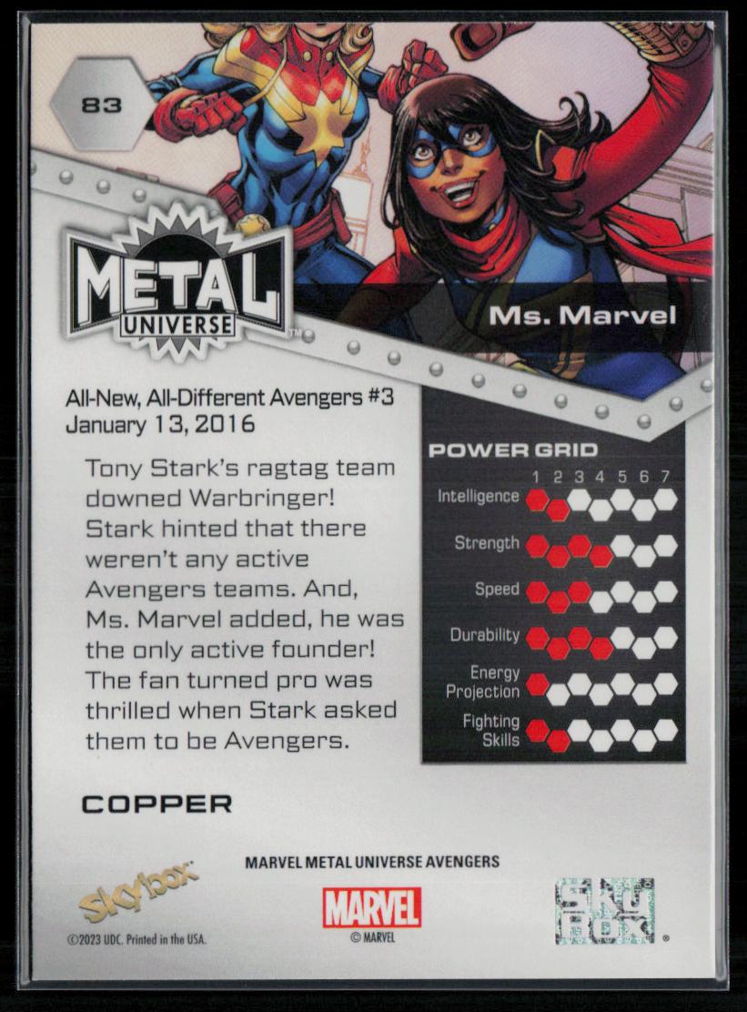 2024 SkyBox Metal Universe Marvel Avengers #83 Ms. Marvel Copper FX