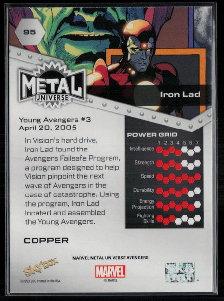 2024 SkyBox Metal Universe Marvel Avengers #95 Iron Lad Copper FX