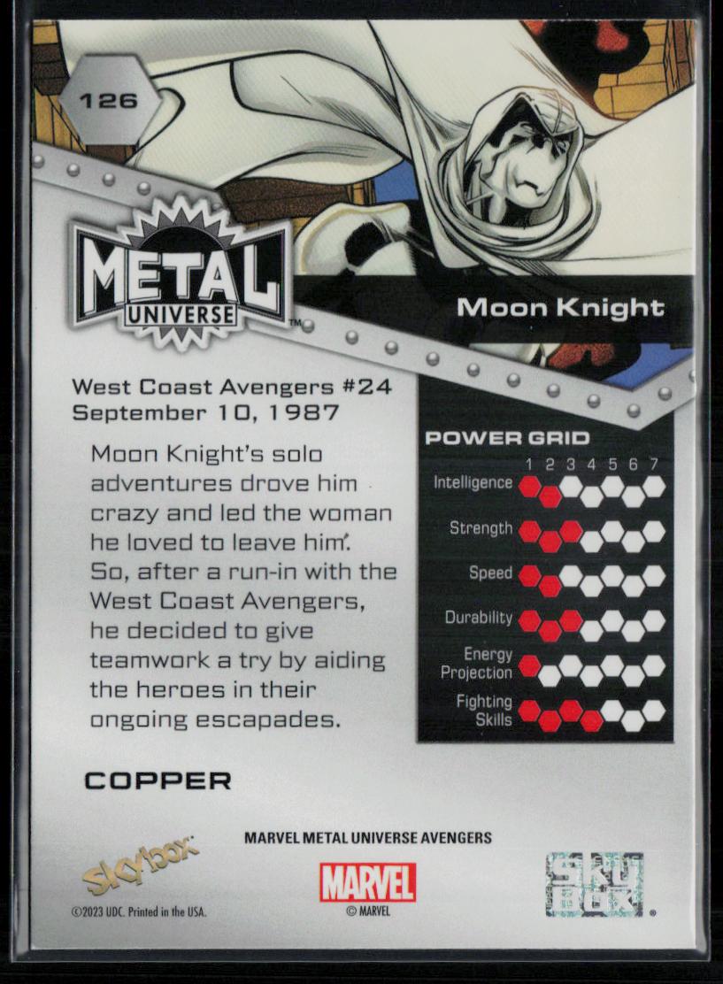 2024 SkyBox Metal Universe Marvel Avengers #126 Moon Knight Copper FX