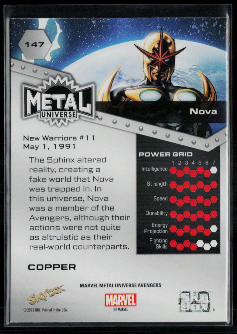 2024 SkyBox Metal Universe Marvel Avengers #147 Nova Copper FX