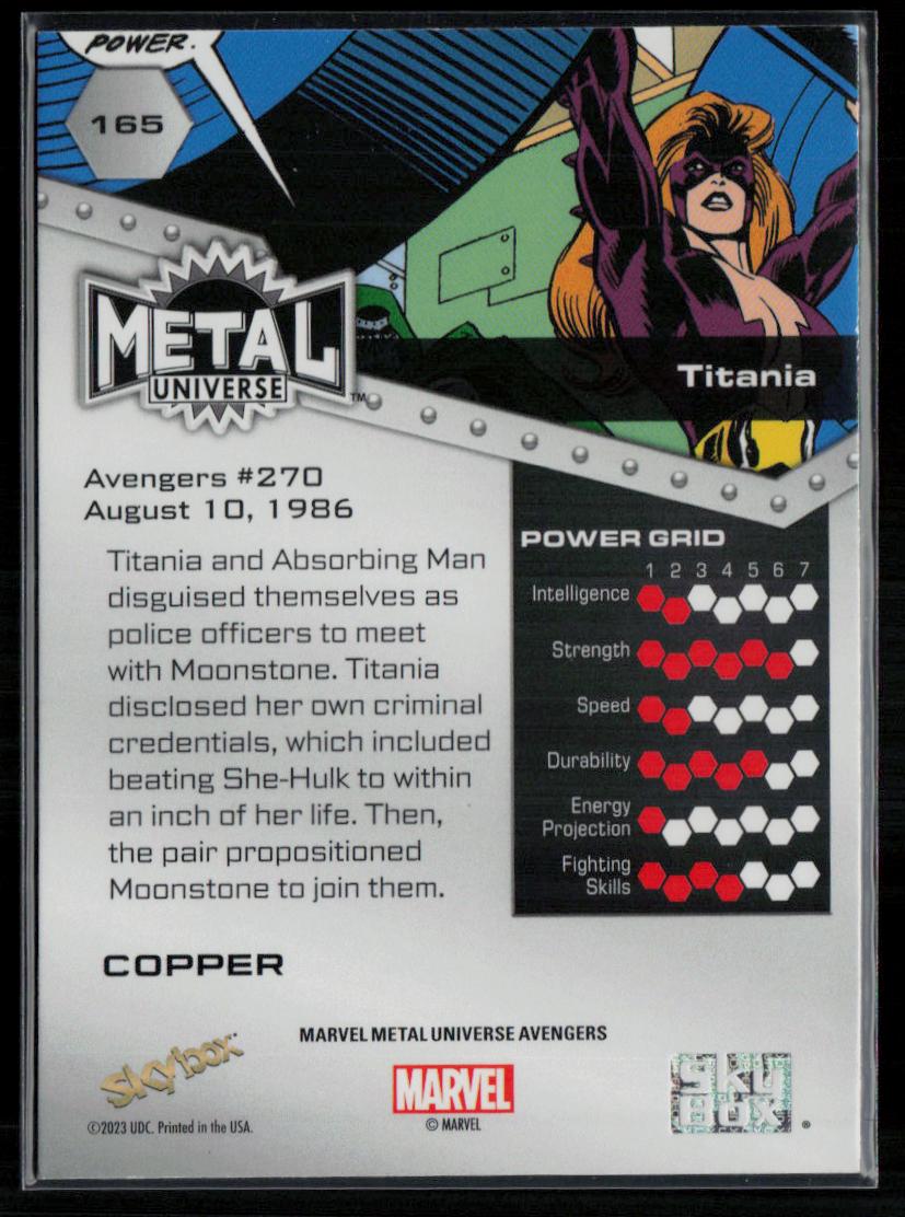 2024 SkyBox Metal Universe Marvel Avengers #165 Titania Copper FX