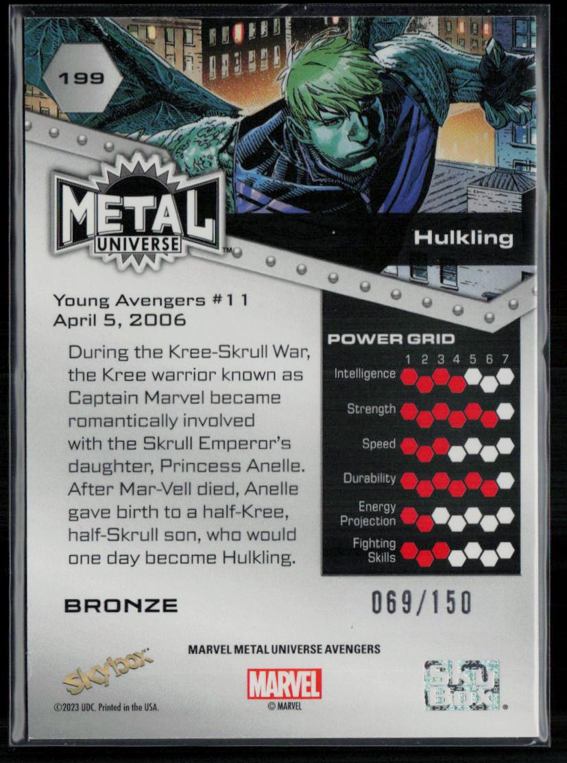 2024 SkyBox Metal Universe Marvel Avengers #199 Hulkling Bronze FX 69/150