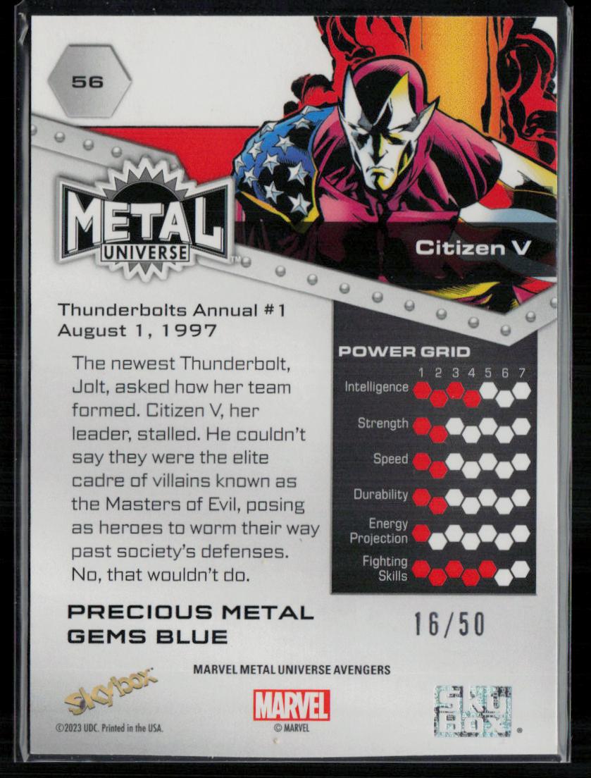 2024 SkyBox Metal Universe Marvel Avengers #56 Citizen V PMG Blue 16/50