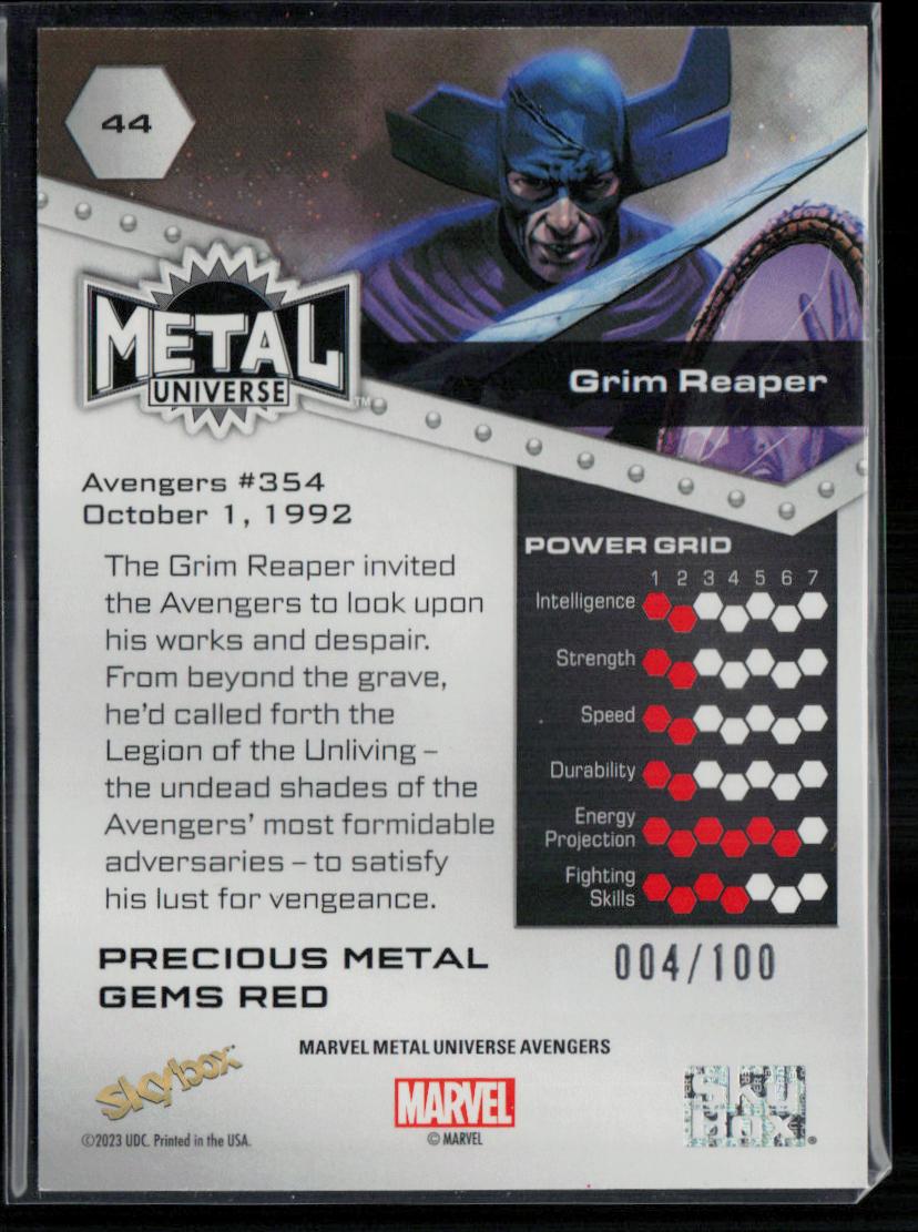 2024 SkyBox Metal Universe Marvel Avengers #44 Grim Reaper PMG Red 4/100