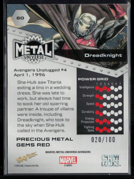 2024 SkyBox Metal Universe Marvel Avengers #60 Dreadknight PMG Red 20/100