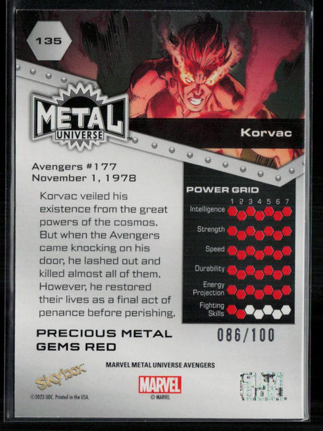 2024 SkyBox Metal Universe Marvel Avengers #135 Korvac PMG Red 86/100