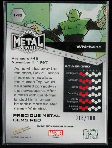 2024 SkyBox Metal Universe Marvel Avengers #145 Whirlwind PMG Red16/100