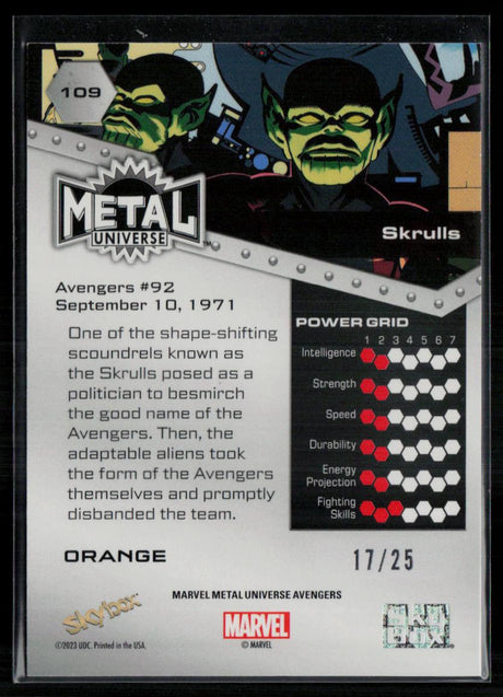 2024 SkyBox Metal Universe Marvel Avengers #109 Skrulls Orange FX 17/25