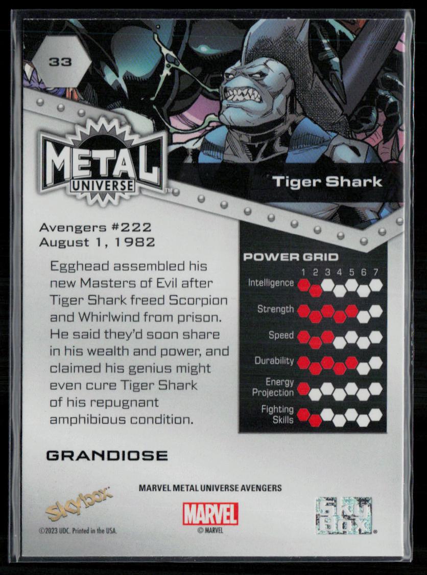 2024 SkyBox Metal Universe Marvel Avengers #33 Tiger Shark Grandiose