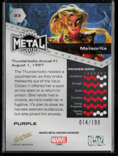 2024 SkyBox Metal Universe Marvel Avengers #23 Meteorite Purple FX 14/199