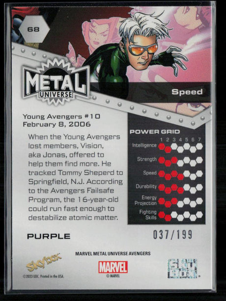 2024 SkyBox Metal Universe Marvel Avengers #68 Speed Purple FX 37/199