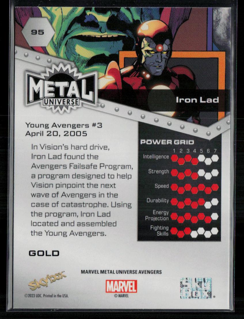 2024 SkyBox Metal Universe Marvel Avengers #95 Iron Lad Gold FX
