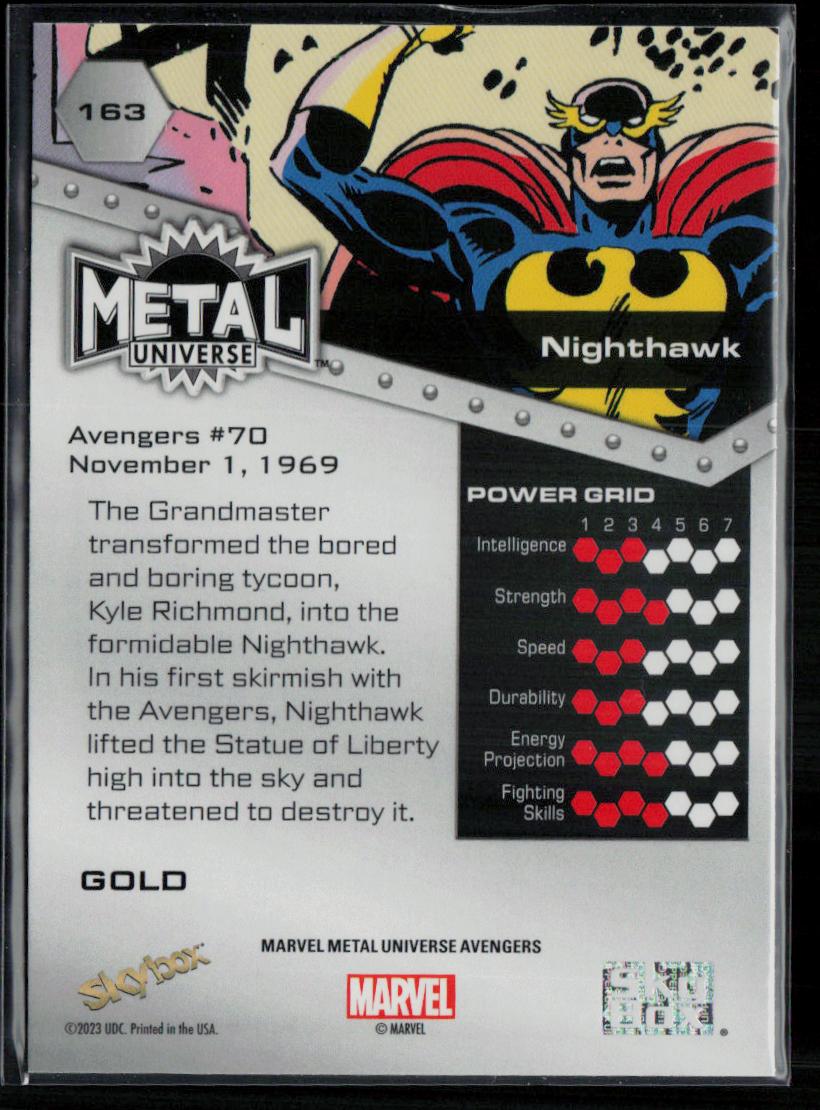 2024 SkyBox Metal Universe Marvel Avengers #163 Nighthawk Gold FX