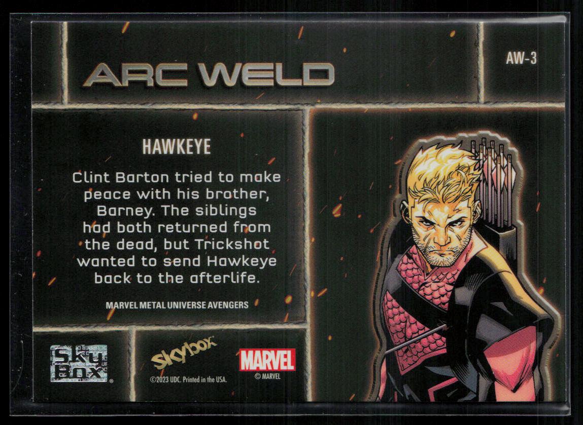 2024 SkyBox Metal Universe Marvel Avengers #AW-3 Hawkeye Arc Weld