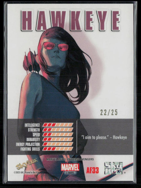 2024 SkyBox Metal Universe Marvel Avengers #AF33 Hawkeye A-Force Gold Rave 22/25