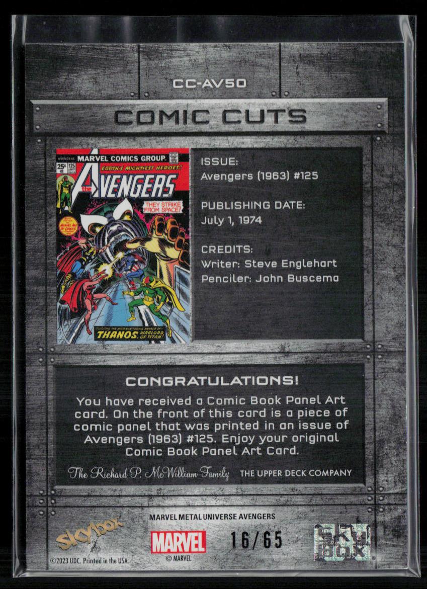 2024 Skybox Metal Universe Marvel Avengers #CC-AV50 #125 Comic Cuts 16/65