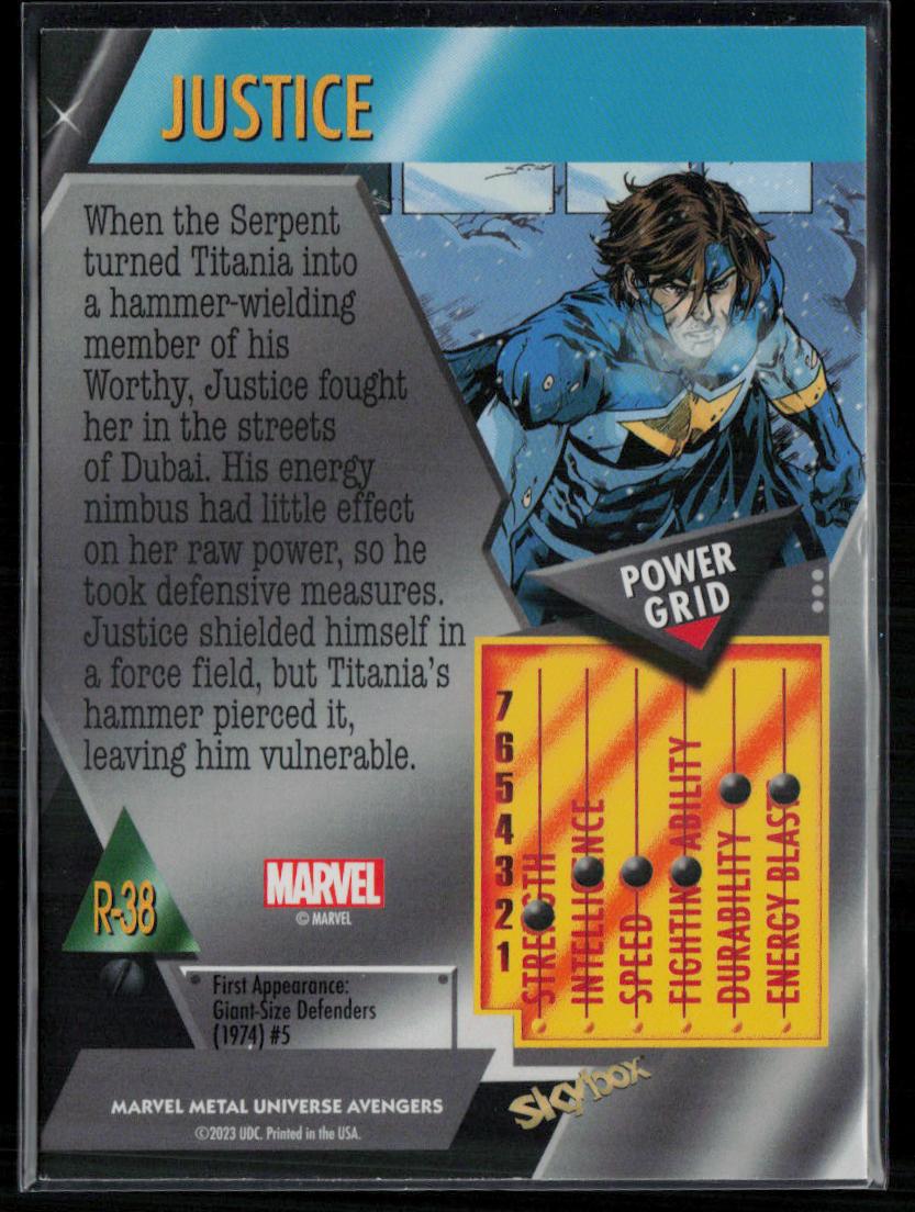 2024 SkyBox Metal Universe Marvel Avengers #R-38 Justice Retro
