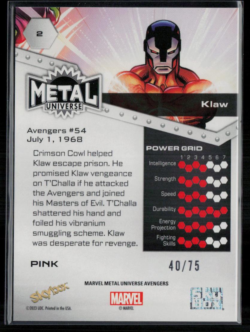 2024 SkyBox Metal Universe Marvel Avengers #2 Klaw Pink FX 40/75