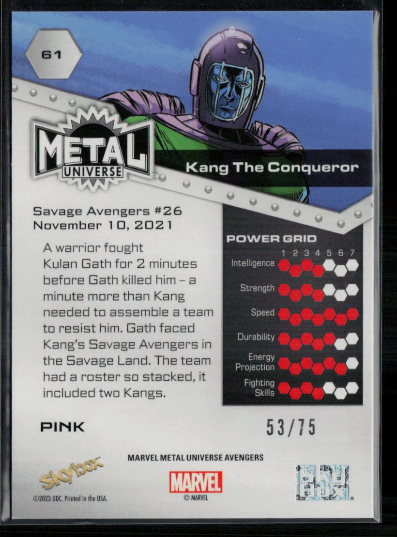 2024 SkyBox Metal Universe Marvel Avengers #61 Kang The Conquerer Pink FX 53/75