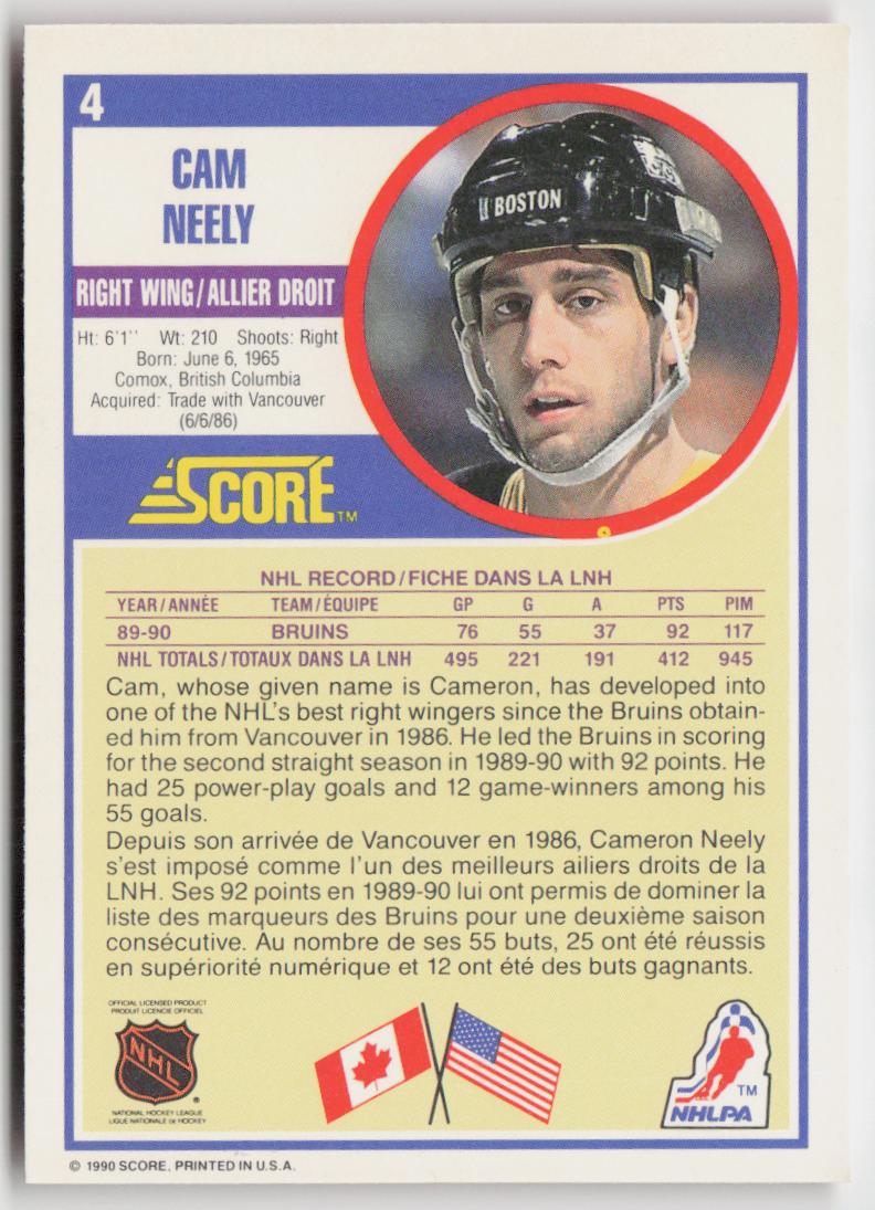 1990-91 Score Canadian #4 Cam Neely