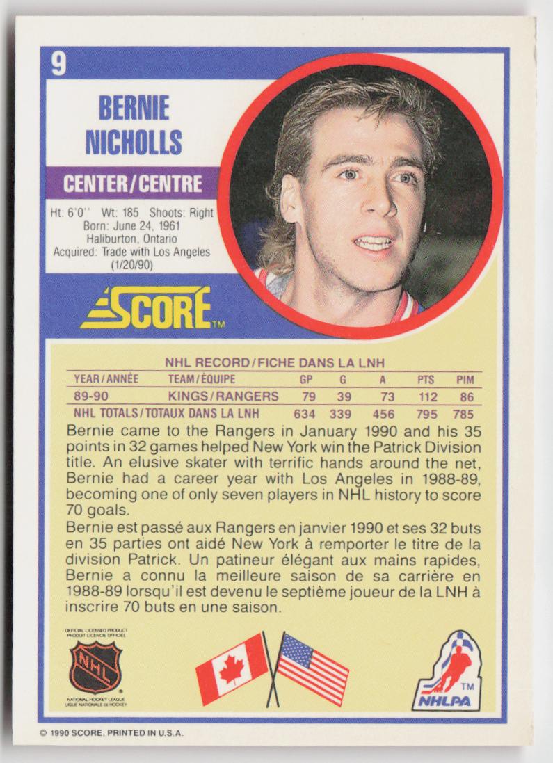 1990-91 Score Canadian #9 Bernie Nicholls