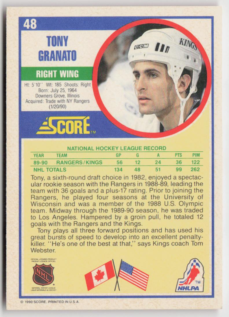 1990-91 Score American #48 Tony Granato