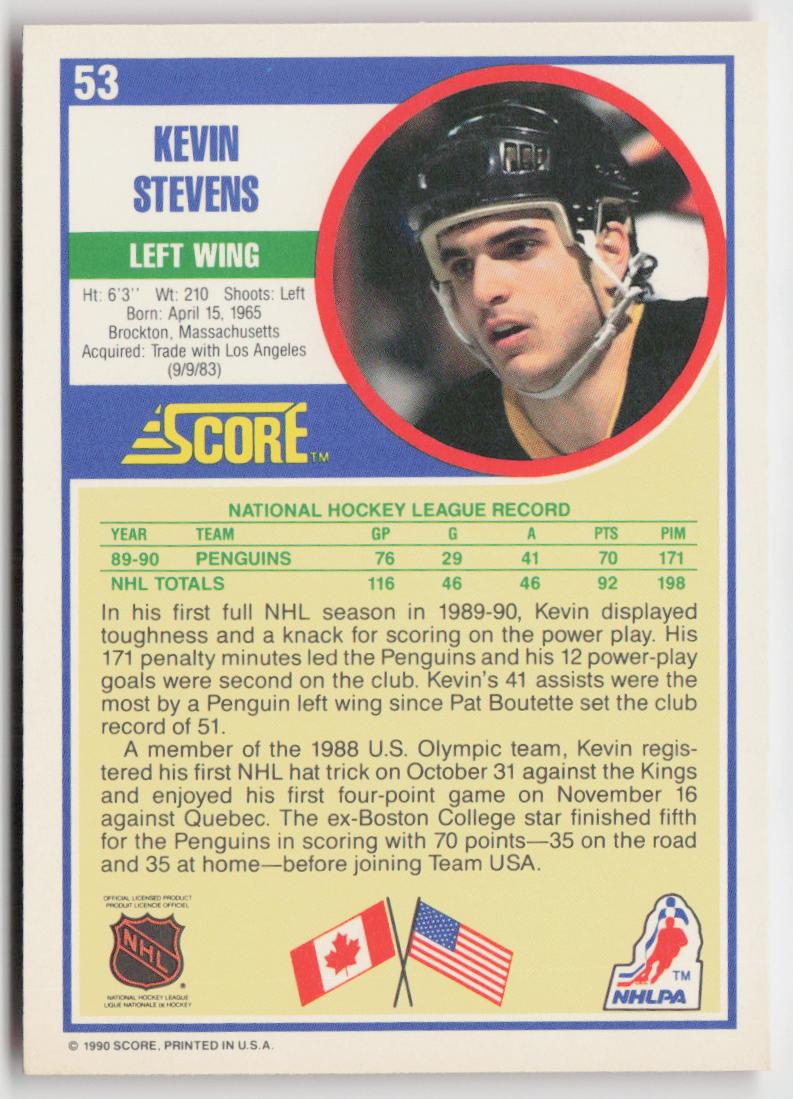 1990-91 Score American #53 Kevin Stevens