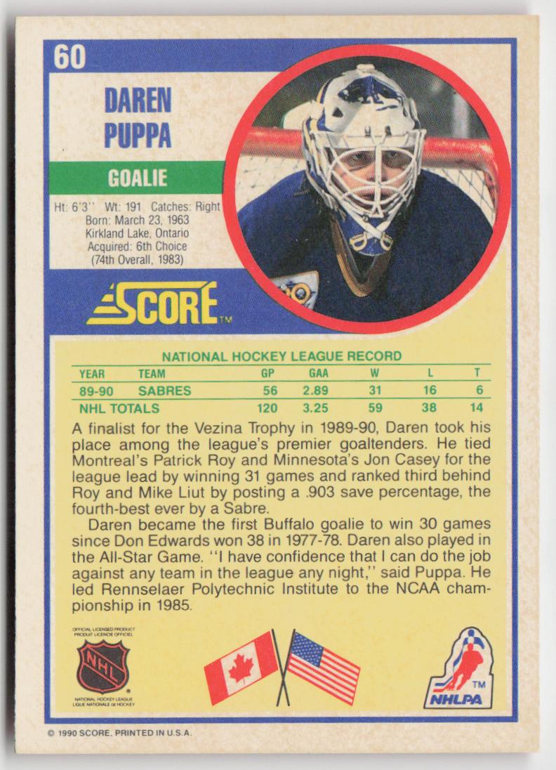 1990-91 Score American #60 Daren Puppa