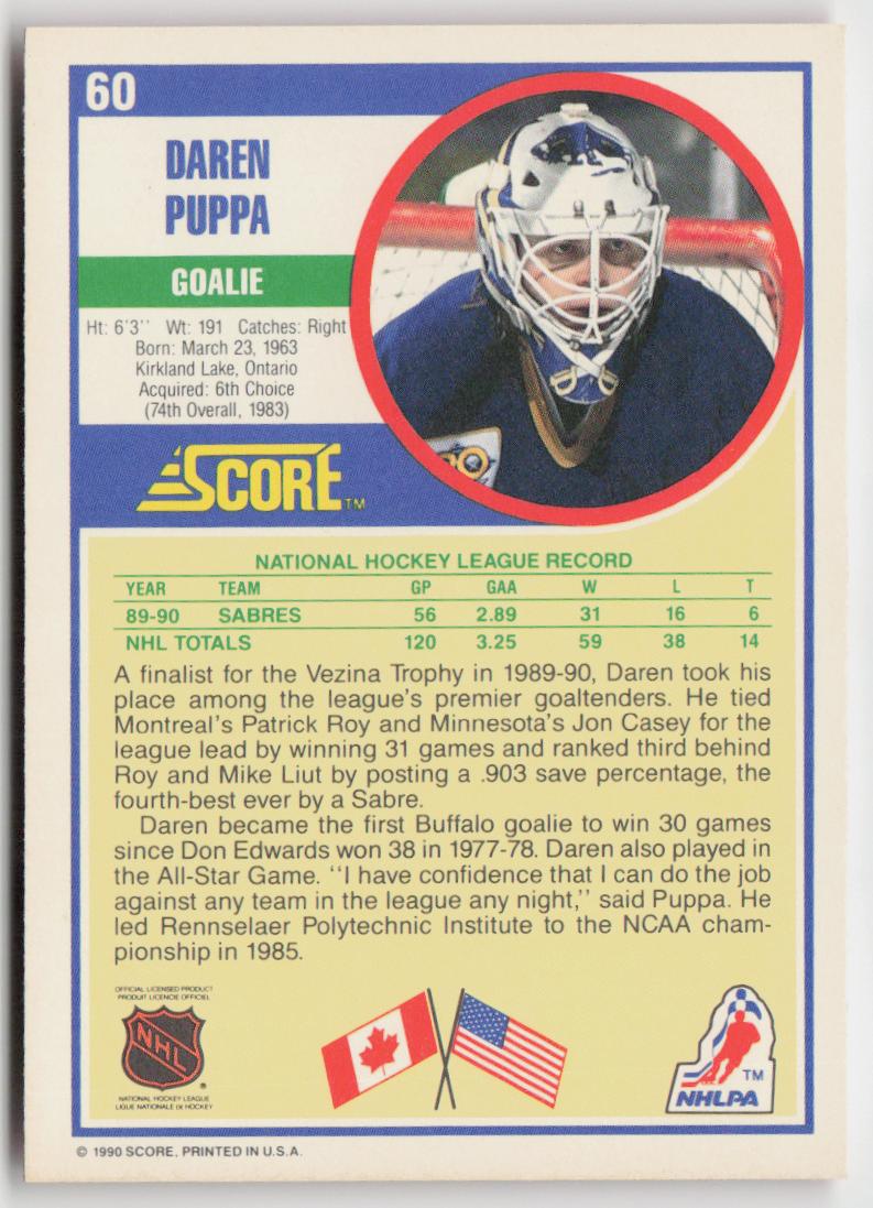1990-91 Score American #60 Daren Puppa