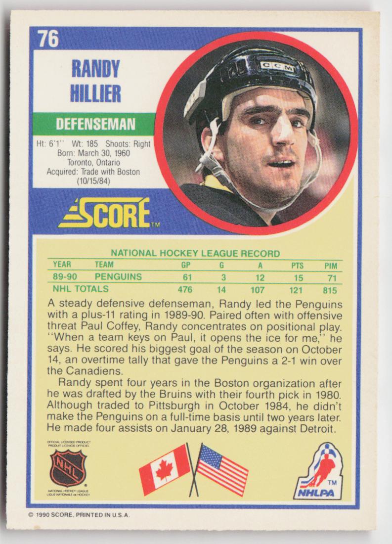 1990-91 Score American #76 Randy Hillier