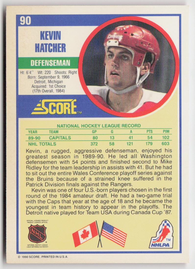 1990-91 Score American #90 Kevin Hatcher