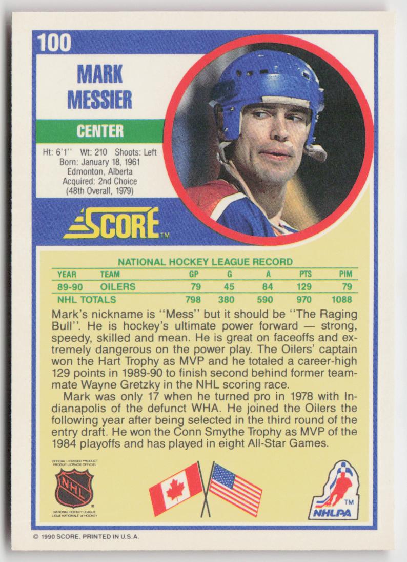 1990-91 Score American #100 Mark Messier