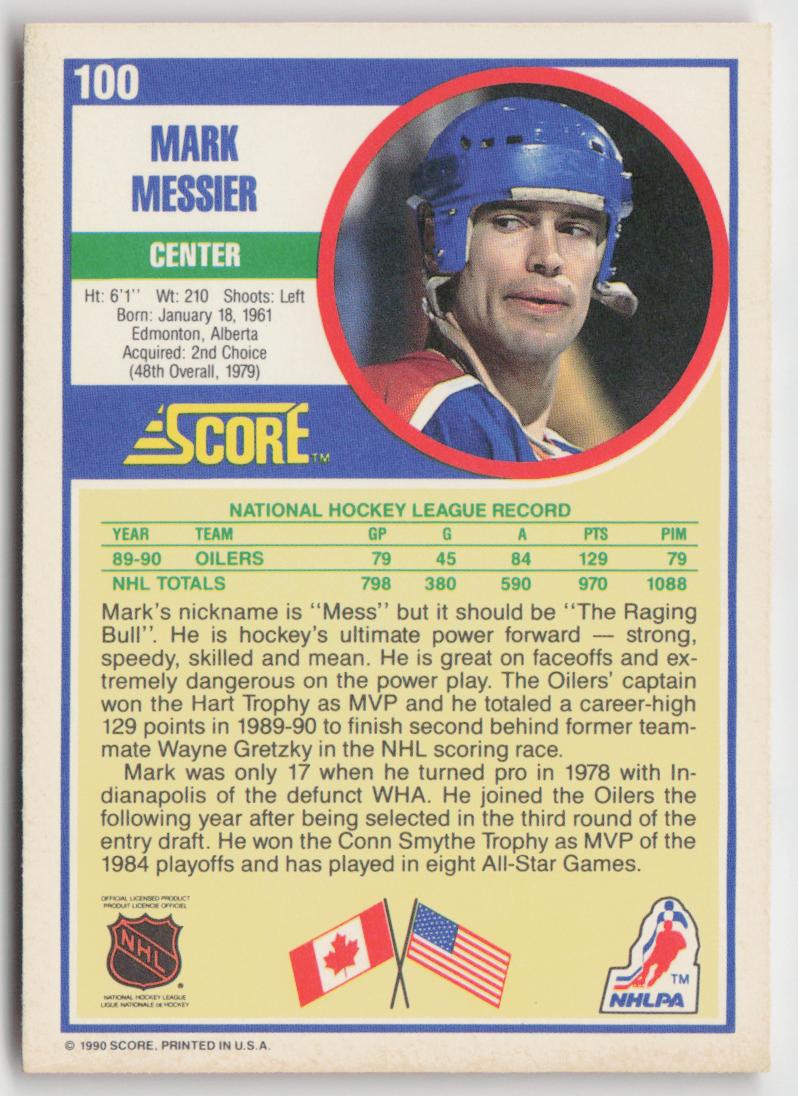 1990-91 Score American #100 Mark Messier