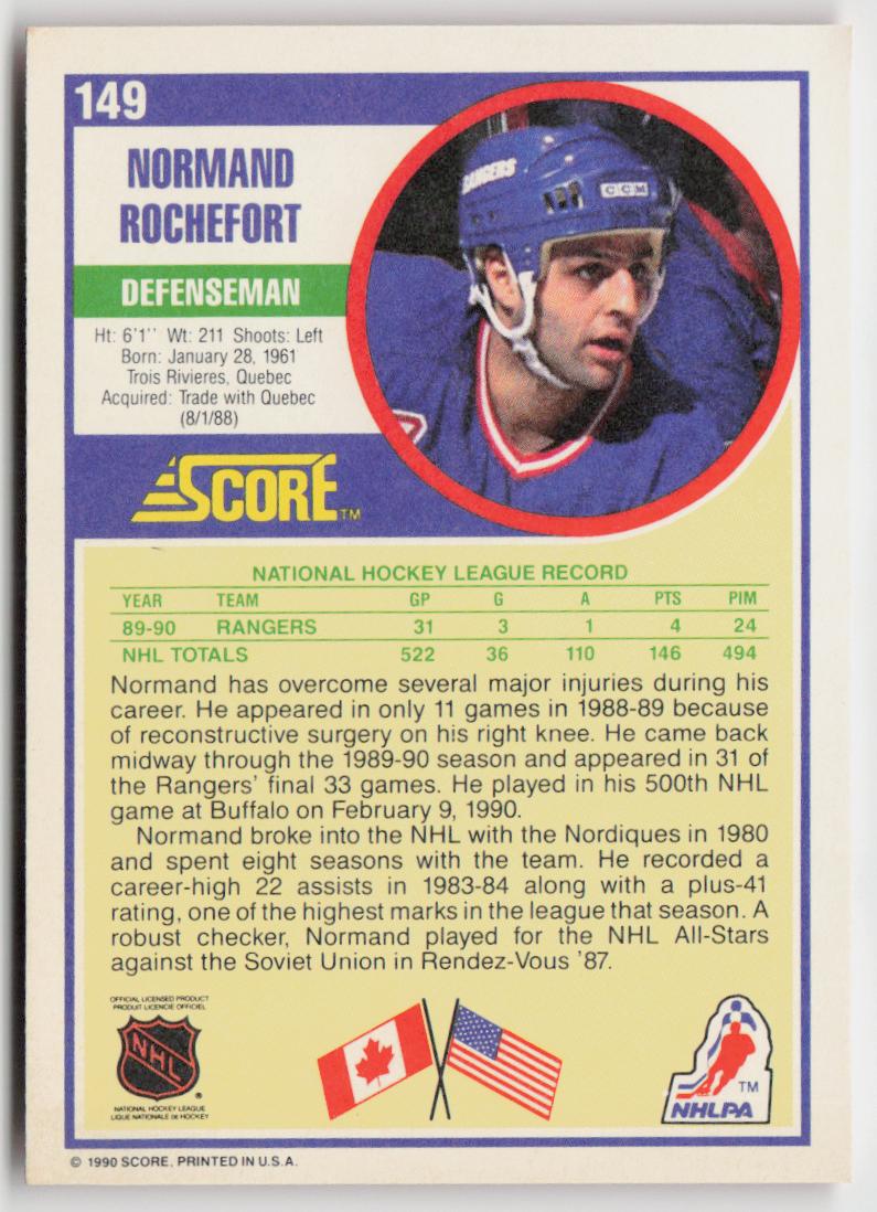 1990-91 Score American #149 Normand Rochefort