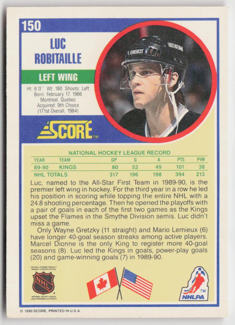 1990-91 Score American #150 Luc Robitaille