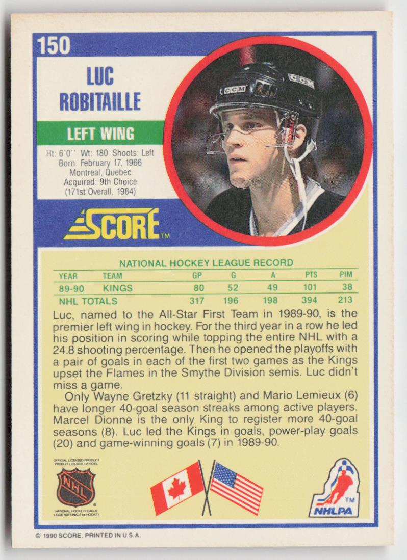 1990-91 Score American #150 Luc Robitaille