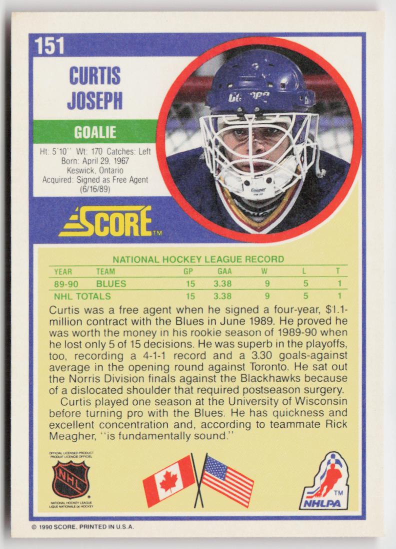 1990-91 Score American #151 Curtis Joseph