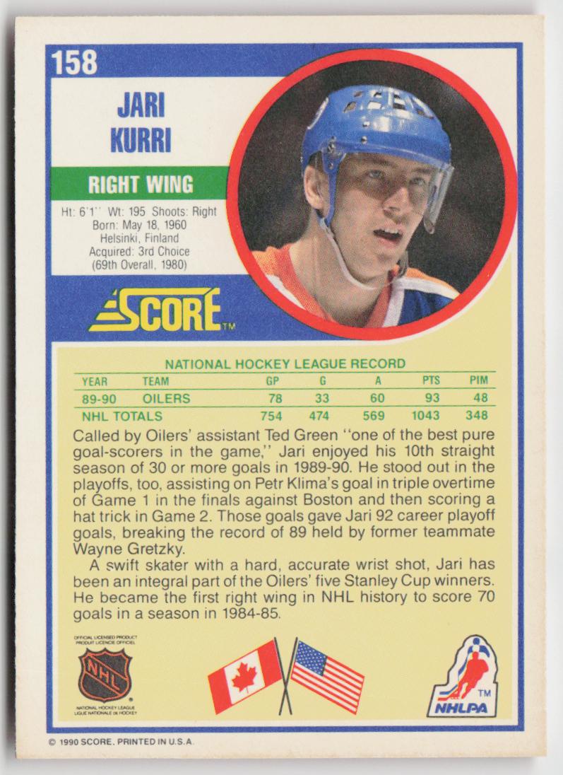 1990-91 Score American #158 Jari Kurri