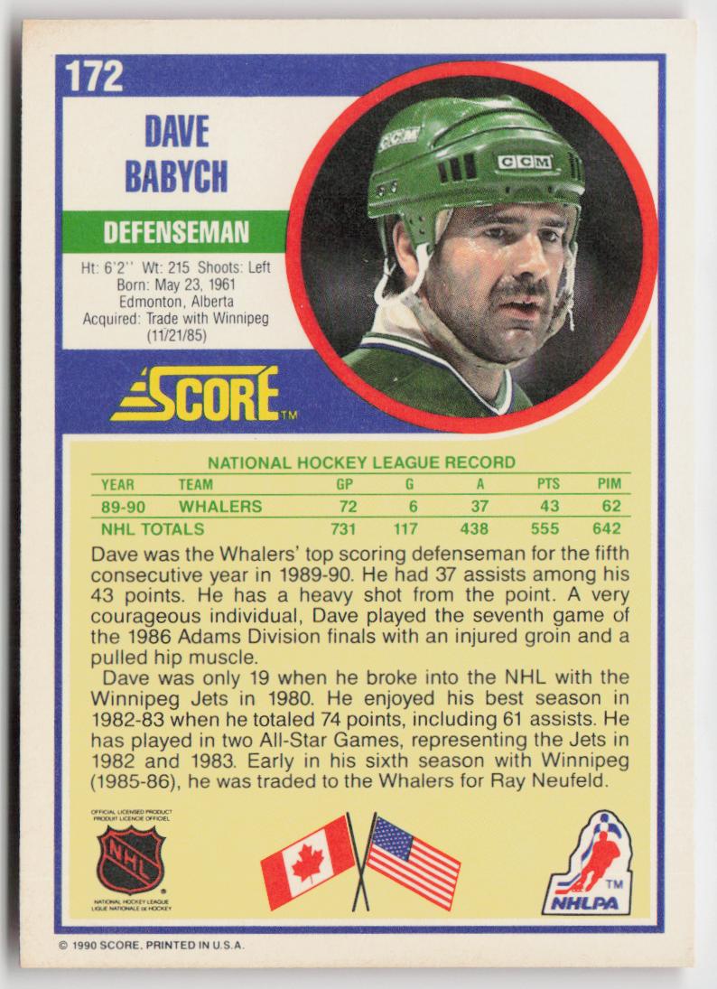 1990-91 Score American #172 Dave Babych