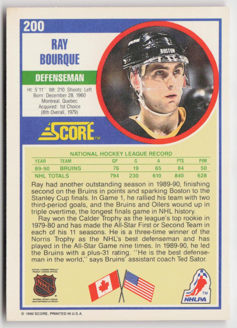 1990-91 Score American #200 Ray Bourque PROMO