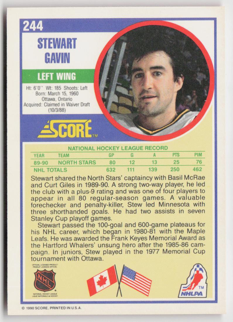 1990-91 Score American #244 Stewart Gavin