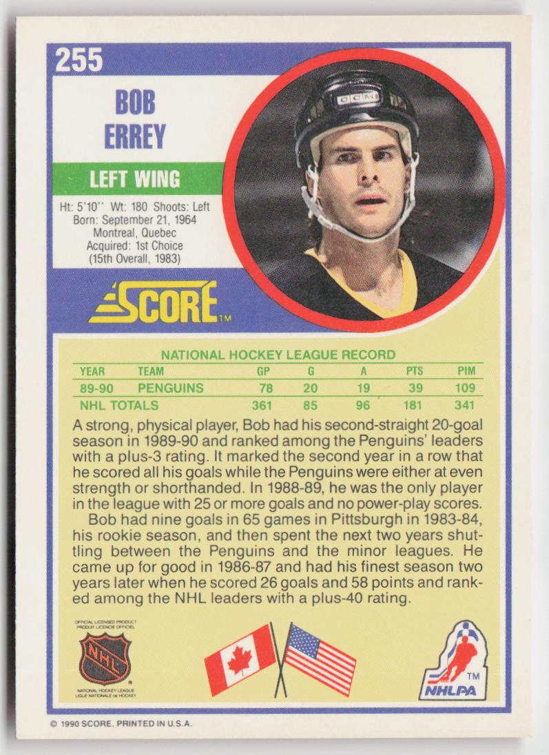 1990-91 Score American #255 Bob Errey